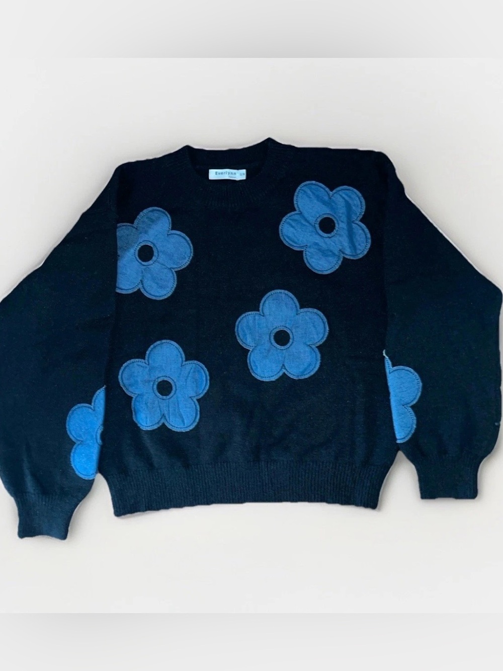 Everly Black Ribbed Crewneck Sweater